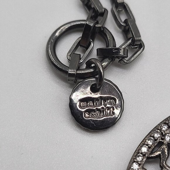 Marlyn Schiff Sugar Skull Rhinestone Pendant Necklace Gunmetal - Picture 4 of 10